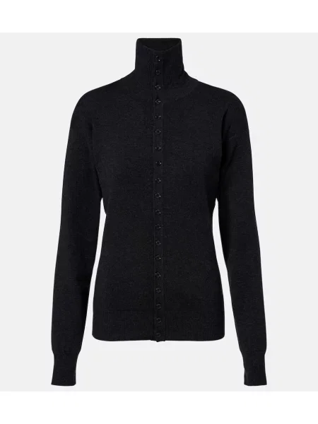 Pulover cu guler înalt cardigan Lemaire de lână gri