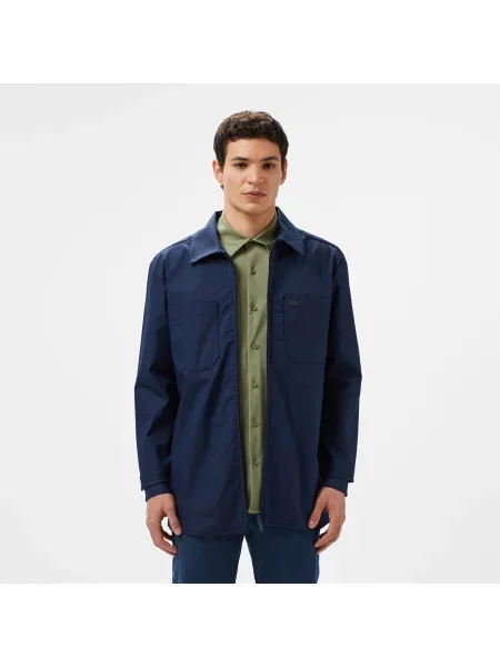 Lacoste Kurtka Z Kołnierzem Koszulowym Regular Fit granatowa