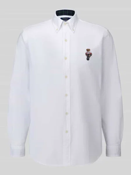 Koszula casualowa z czystej bawełny z haftowanym detalem z motywem Polo Ralph Lauren biała