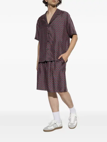 Pantaloni scurți Balmain cu imprimeu geometric roșu