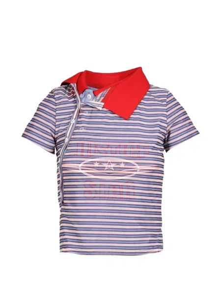 Tricou polo Anomalies Department asimetric albastru