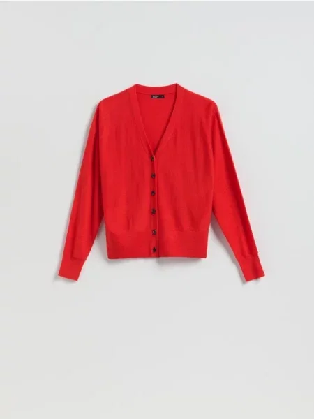 Reserved Cardigan cu adaos de lână roșu
