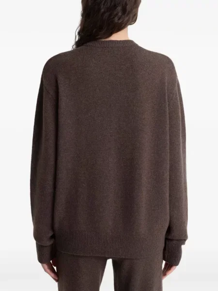 Pulover Sporty & Rich cu broderie cu decolteu în V maro