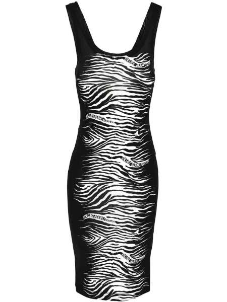 Sukienka jeansowa Versace Jeans Couture z nadrukiem w zebrę do kolan czarna