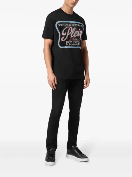 Tricou Philipp Plein cu decolteu rotund negru