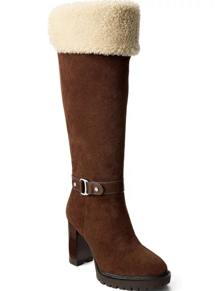 Semišové čižmy Lauren Ralph Lauren Tasha Tl Hl hnedá