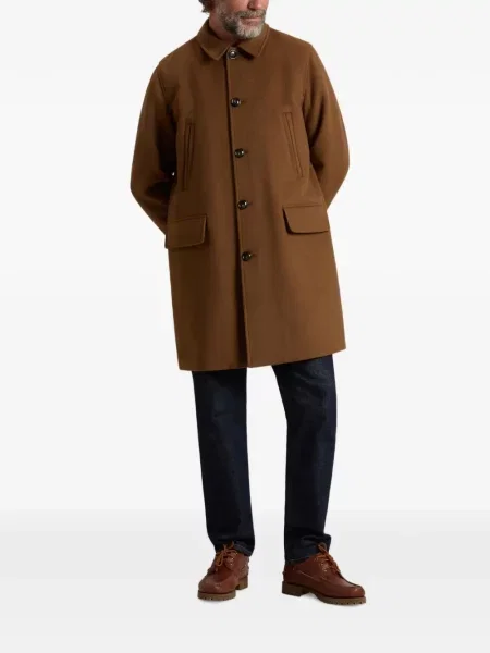 Вълнено двуредно палто Woolrich кафяво