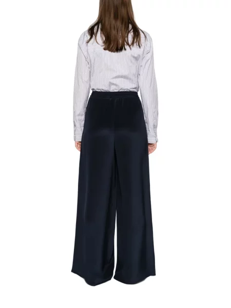 Pantaloni Max Mara de mătase albastru