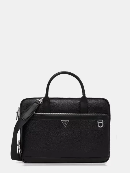 Usnjena torba za prenosnik Guess MONACO črna