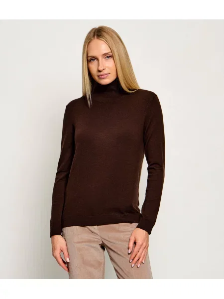 Pulover Weekend Maxmara de mătase cu guler înalt maro