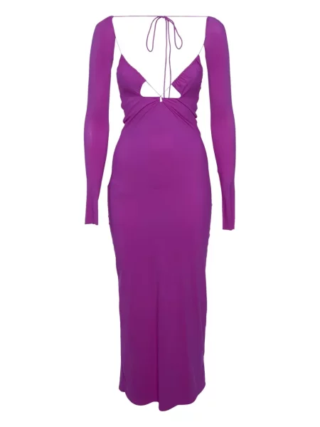 Rochie midi Amazuìn din jerseu cu legături roz