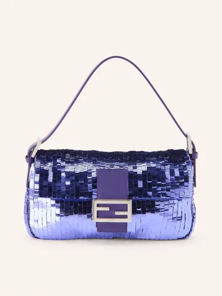Fendi Torebka Baguette Z Cekinami lila