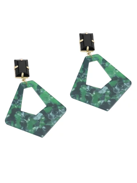 SOHI Uhani Mariah zlata / temno zelena črna