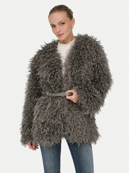 ONLY Кожено палто Barcelona сив