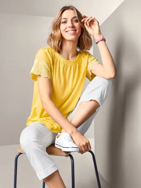 Tchibo Блуза з коротким рукавом жовтий