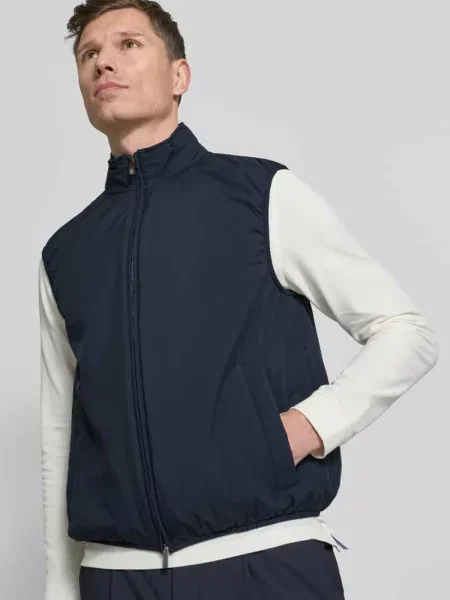 Kamizelka o kroju regular fit w stylu bluzonu model ‘HANRY-VEST’ Boss granatowa