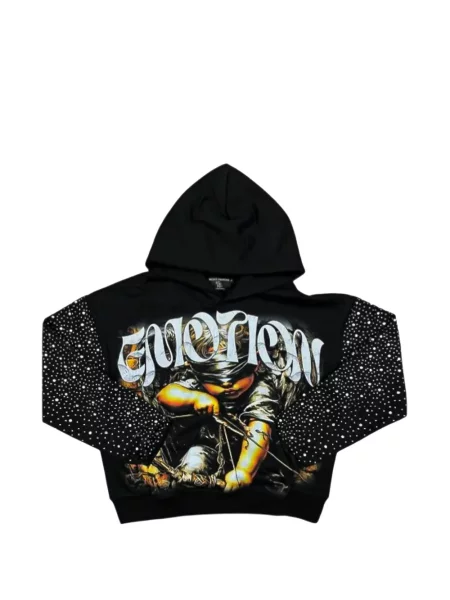 Stras hanorac cu glugă Mixed Emotion negru