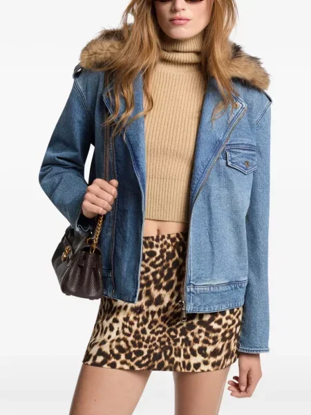 Blană artificială garnitură de blană geacă de blugi Michael Kors albastru