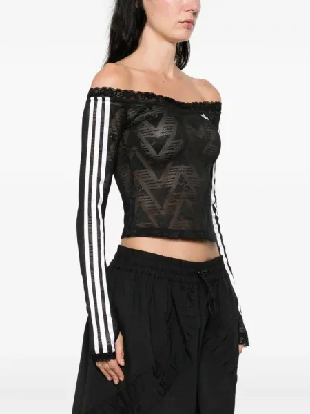 Яке Adidas с качулка с дантела черно