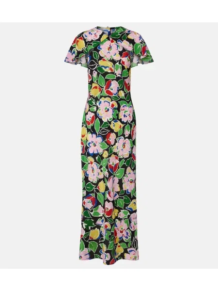 Rochie maxi Rixo de mătase cu model floral de costum