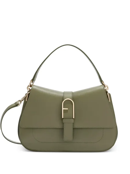 Кожена кожена чанта Furla зелено