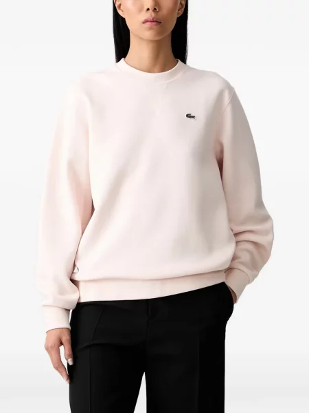 Hanorac crewneck Lacoste cu decolteu rotund cu autograf roz