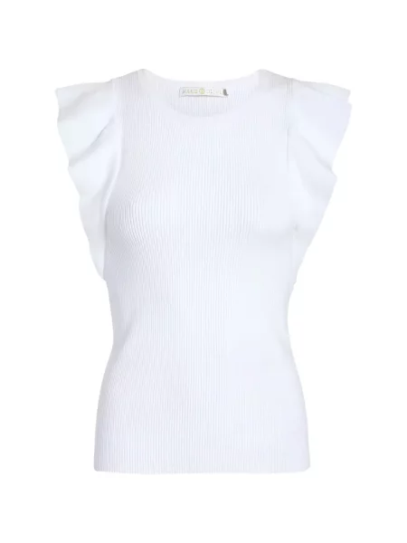 Top Marie Oliver tricotate cu volane alb