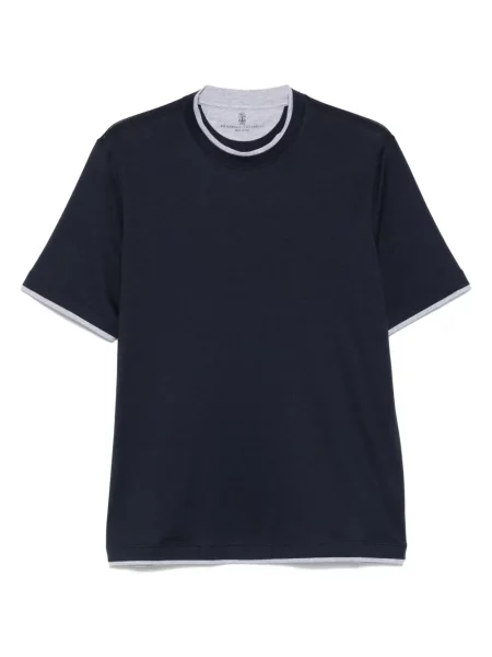 Tricou Brunello Cucinelli de mătase albastru