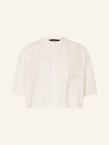 Greek Archaic Kori Krótka Bluzka Pixel Z Lnu Z Błyszczącą Przędzą weiss biała