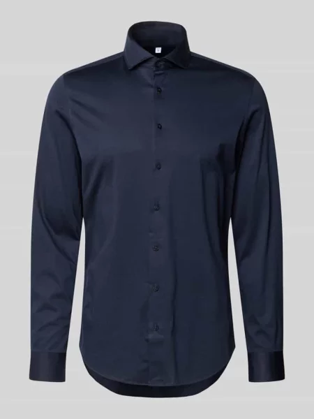 Koszula biznesowa o kroju slim fit z mieszanki bawełny i modalu model Light Spread Kent' Seidensticker granatowa