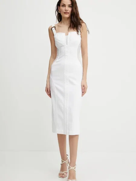 Versace Jeans Couture sukienka midi dopasowana biały