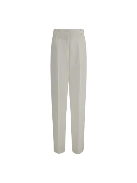 Lniane spodnie Max Mara Studio beżowe