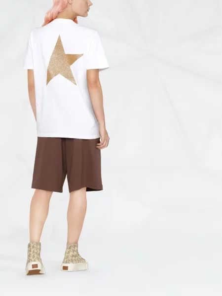 Raštuotas marškinėliai Golden Goose balta