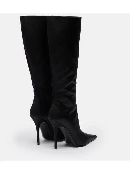 Cizme Amina Muaddi din satin negru