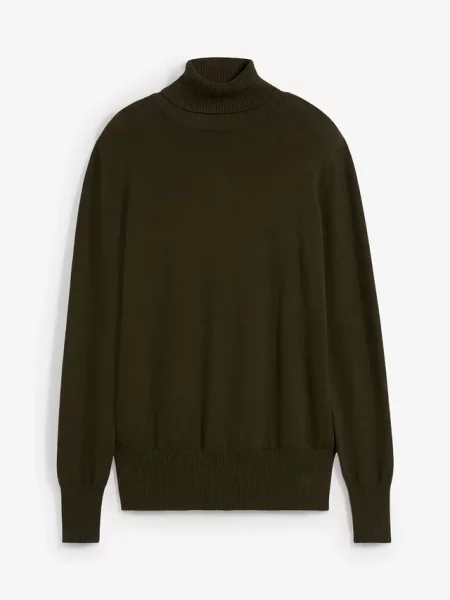 Sweter z golfem z cienkiej dzianiny zielony