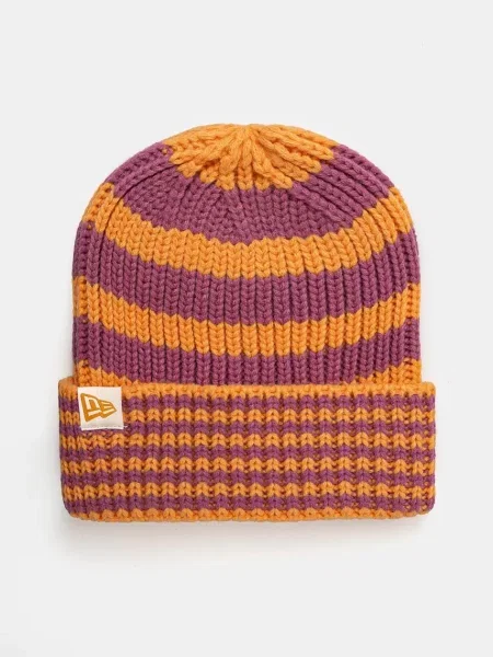 New Era Knit Medium Stripe Beanie Orange Glaze Universal portocaliu