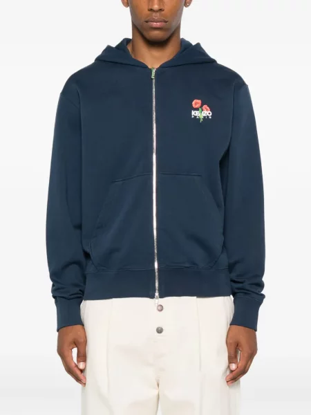 Суичър с качулка Kenzo на цветя синьо