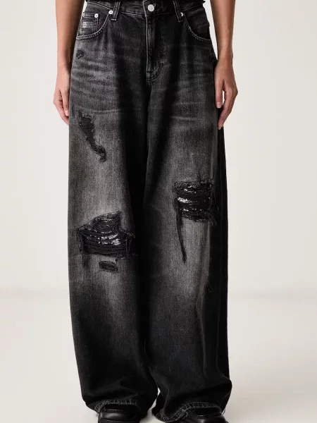 Tommy Jeans blugi loose pentru femei negru