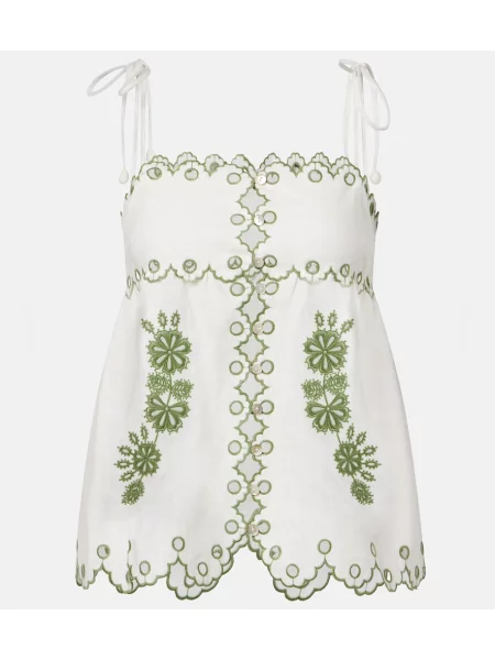 Elimina top Farm Rio cu broderie de in alb