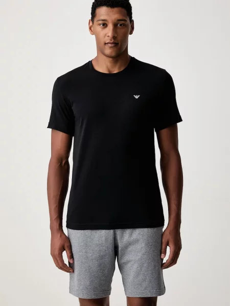Emporio Armani Underwear kétrészes pizsama férfi elasztánnal fekete