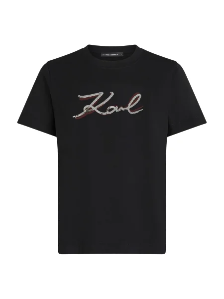Karl Lagerfeld Tricou roșu burgundy argintiu negru