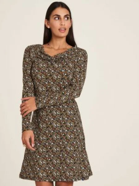 Rochie Tranquillo cu model floral maro