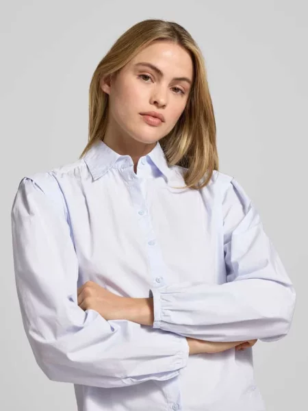 Bluzka z długim rękawem o kroju regular fit z czystej bawełny model ‘C_BOSALLY’ Boss Orange niebieska