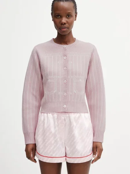 Kenzo kardigan z dodatkiem wełny różowy