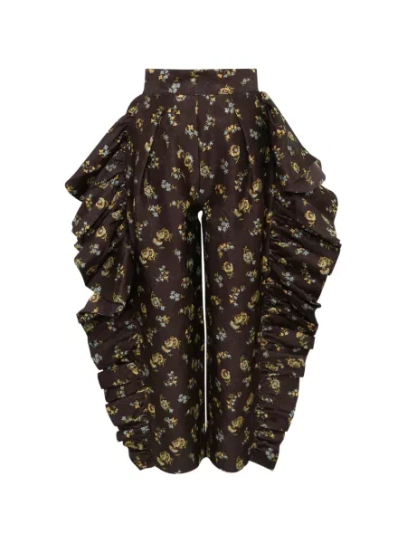 Pantaloni Alemais cu model floral cu imagine maro