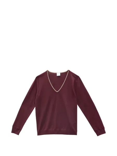 Pulover Paul Smith cu dungi cu decolteu în V roșu