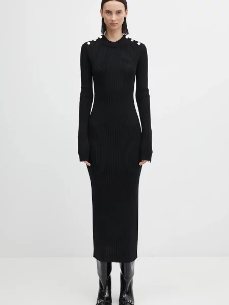 Sportmax sukienka z dodatkiem wełny GARIBO maxi dopasowana czarny