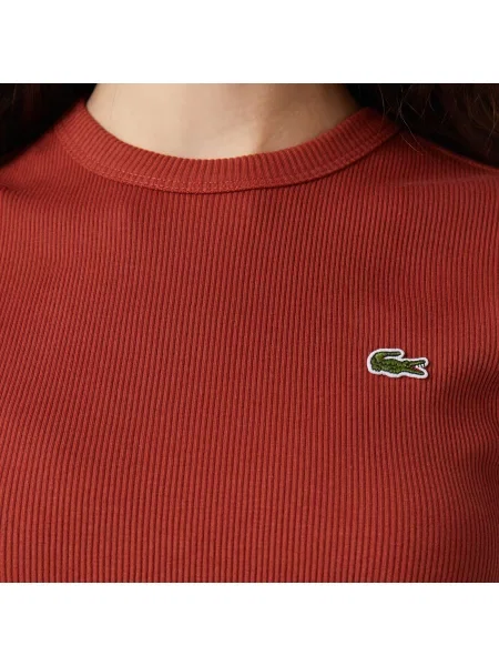 Lacoste T-Shirt Z Okrągłym Dekoltem Slim Fit czerwony