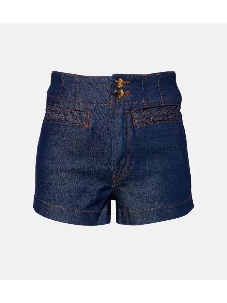 Pantaloni scurți din denim Zimmermann cu talie înaltă albastru