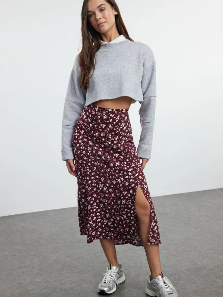 Fustă midi Trendyol cu model floral